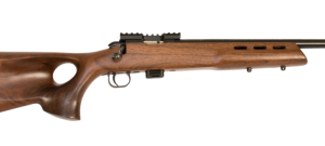 Keystone Sporting Arms 722 Varmint .22 LR bolt-action rifle with blued finish and wood thumbhole stock, right-side view