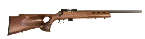 Keystone Sporting Arms 722 Varmint .22 LR bolt-action rifle with blued finish and wood thumbhole stock, right-side view