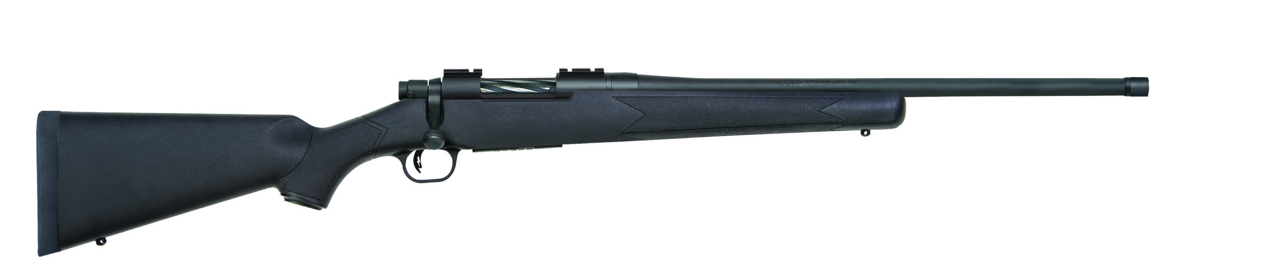 Mossberg Patriot bolt-action rifle in .450 Bushmaster with 20-inch matte blued barrel and black synthetic stock