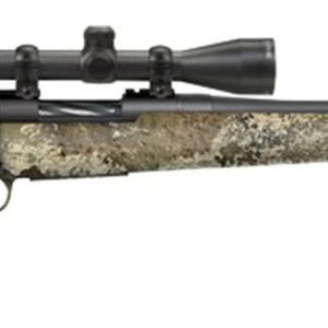 Mossberg Patriot Superbandit .243 Winchester bolt-action rifle with 20-inch blued barrel, right-side profile view