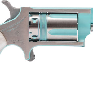 North American Arms Mini Revolver .22 Magnum with 1.625-inch barrel in Iris turquoise Cerakote and stainless silver finish