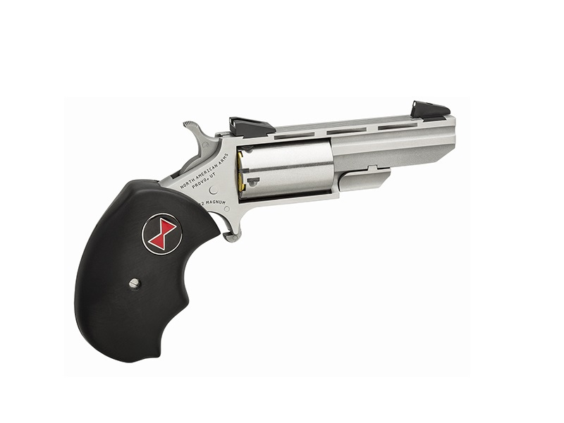 North American Arms Black Widow .22 Magnum 2-inch stainless single action mini-revolver with fixed Marble Arms sights
