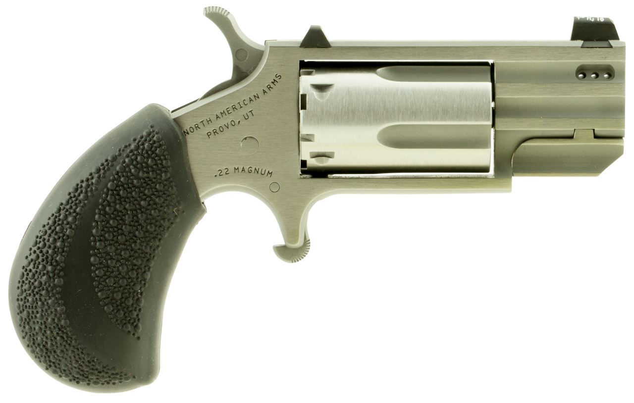 North American Arms Pug .22 Magnum stainless mini revolver with XS Tritium Dot sights, 1-inch barrel, right side view