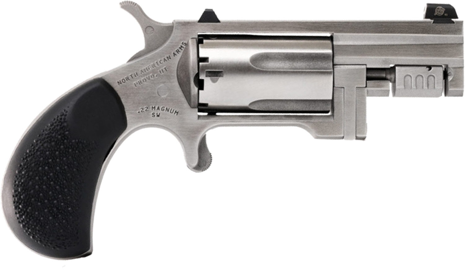 North American Arms Sentinel .22 WMR matte stainless mini revolver with XS White Dot sights and 1.42-inch barrel