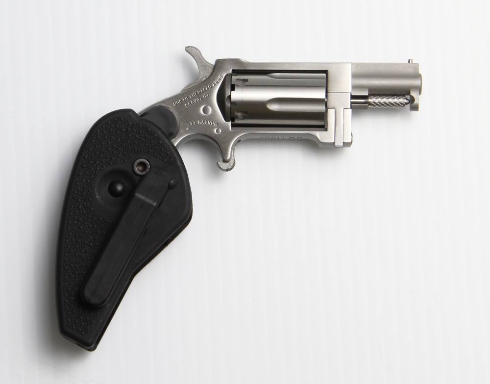 North American Arms Sidewinder .22 Magnum single-action mini revolver with 1-1/8 inch barrel and holster grip
