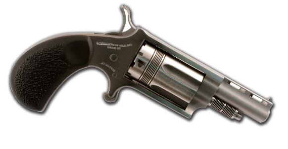 North American Arms The Wasp .22 Magnum stainless single-action mini revolver with 1-5/8 inch barrel, right side view