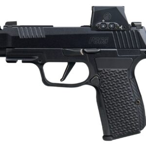 SIG SAUER P365 AXG LUXE 380 ACP semi-auto pistol with Romeo X optic and integrated compensator, right-side view