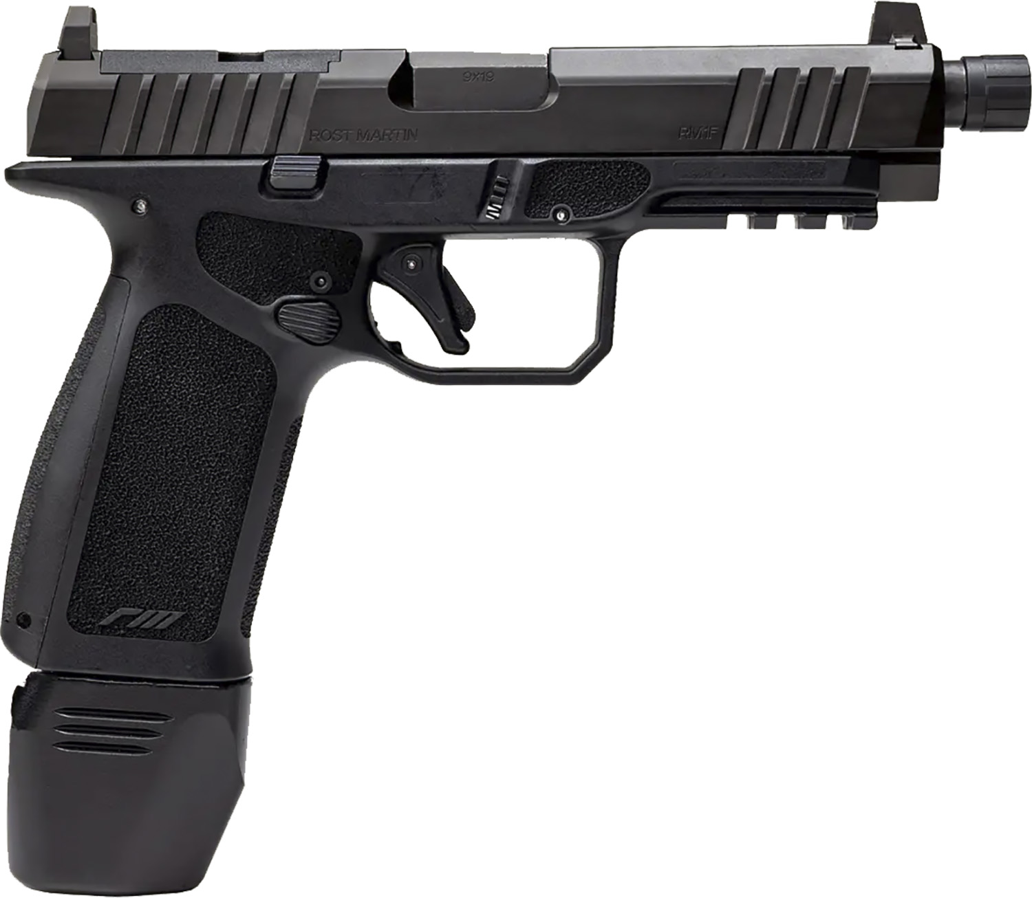 Rost Martin RM1F Tactical 9mm Striker-Fired Pistol – 4.5" Threaded Barrel, Optic Ready, Black