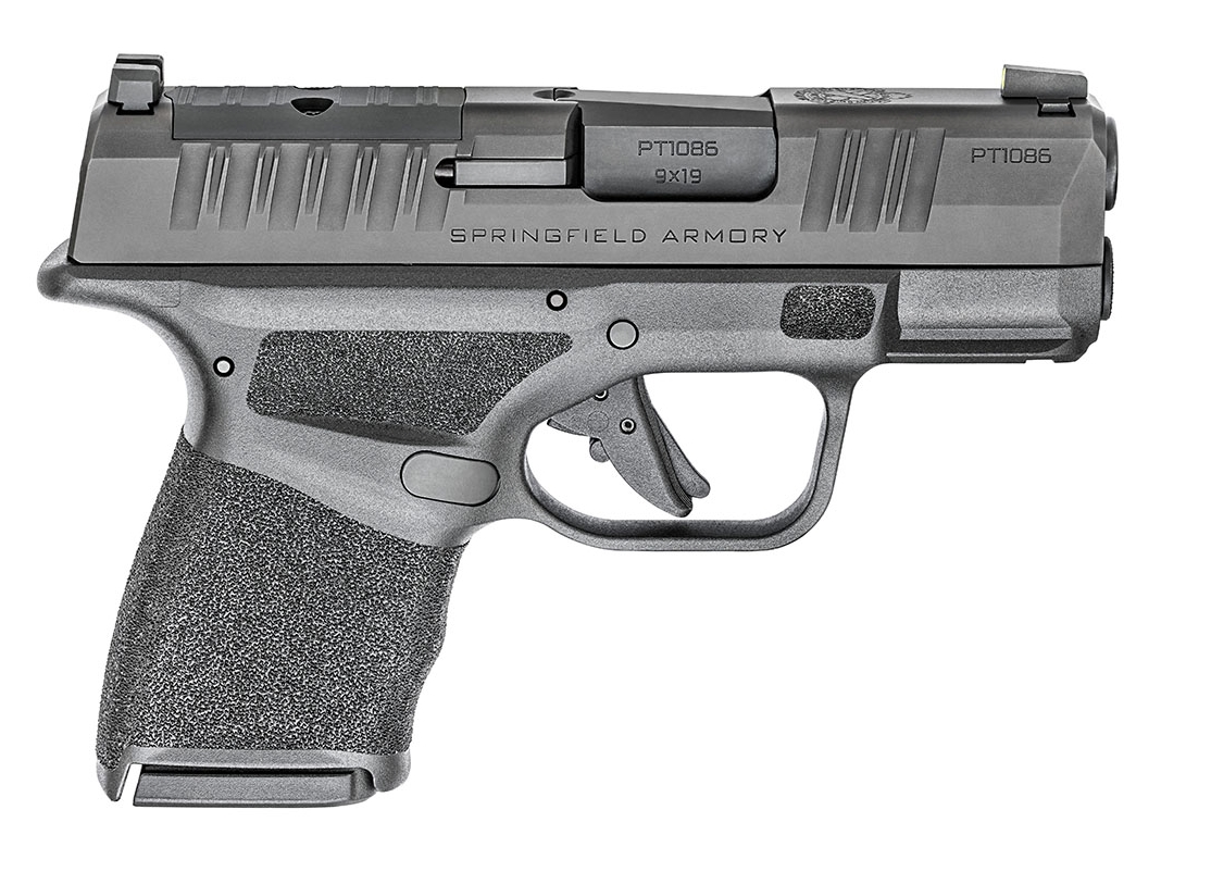 Springfield Armory Hellcat OSP 9mm semi-auto pistol with black Melonite finish and optic-ready serrated slide
