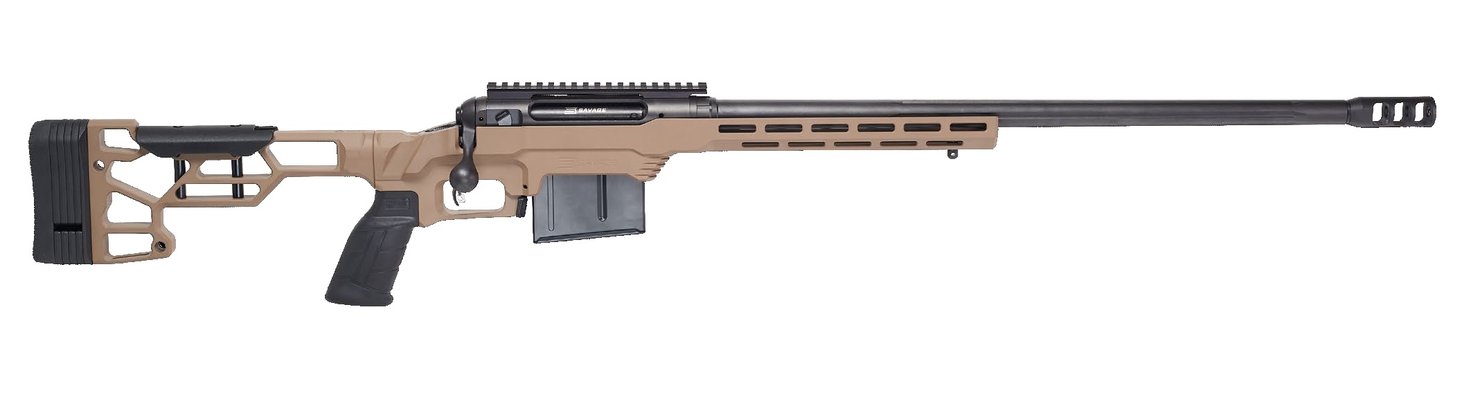 Savage Arms 110 Precision bolt-action rifle in .338 Lapua Magnum with 24-inch threaded matte black barrel