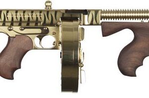 Auto-Ordnance 1927A-1 Thompson semi-automatic rifle in .45 ACP with gold tiger stripe barrel finish and 20-round stick magazine