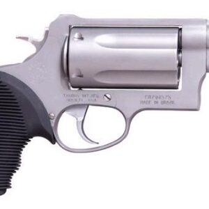 Taurus Judge Public Defender .410 Bore .45 Colt matte stainless revolver with 2.5-inch barrel and red fiber optic sight