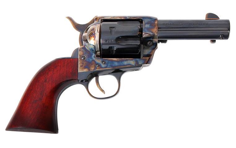 Traditions 1873 Single Action Revolver .357 Magnum with color case hardened frame, wood grips, and 3.5-inch blued barrel