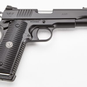 Wilson Combat ACP Commander 9mm semi-auto pistol with 4.25-inch barrel, black finish, and ambidextrous controls
