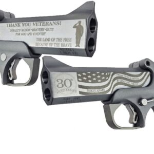 Bond Arms 30th Anniversary Veteran Edition derringer in silver finish chambered in .45 Long Colt and .410 bore with 4.25-inch barrel