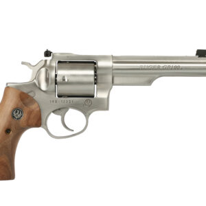 Ruger GP100 .44 S&W Special stainless revolver with 5-inch half-lug barrel and adjustable rear sight