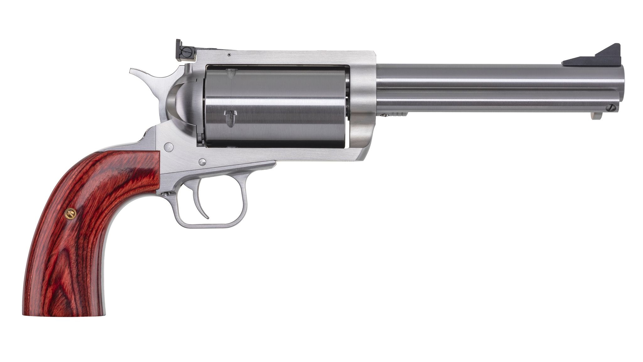 Magnum Research BFR single action revolver in .45-70 Government with 6-inch barrel and Bisley rosewood grips