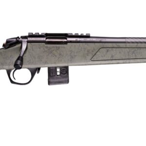 Bergara BMR-X Carbon .22 LR bolt-action rifle with 18-inch carbon fiber barrel, blued finish, right-side view