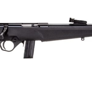 Rossi RB22 .22 LR bolt-action rifle with black synthetic stock and fiber optic sights, right-side profile view