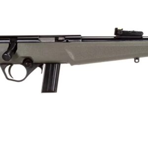 Rossi RB22 bolt-action .22 LR rifle in black and OD green with 16.5-inch barrel and fiber optic sights