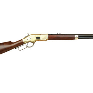 Cimarron 1866 Yellow Boy Short Rifle in .45 Long Colt with brass receiver and 20-inch barrel, right-side view