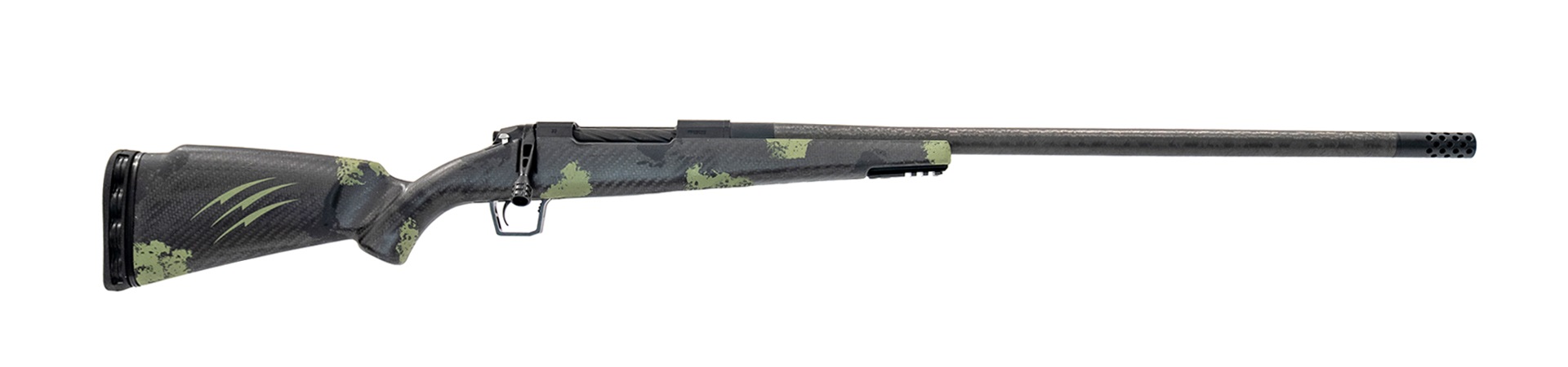 Fierce Firearms CF Rogue bolt-action rifle in 7MM Backcountry with 22-inch carbon barrel in black and fierce red finish