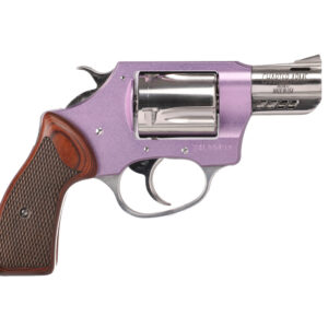Charter Arms Coyote .380 ACP revolver with lavender frame and stainless finish, 2-inch barrel, right-side profile view