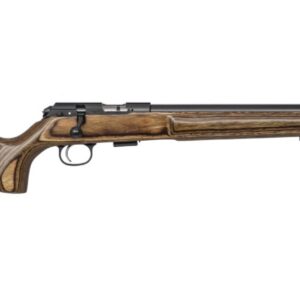 CZ 457 AT-ONE Varmint .22 LR bolt-action rifle with 16.5-inch black nitride barrel and black AT-ONE adjustable stock