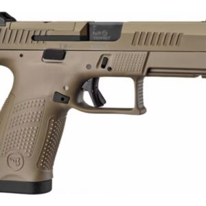 CZ P-10 C 9mm Flat Dark Earth optic ready semi-auto pistol with serrated slide and 3-dot sights