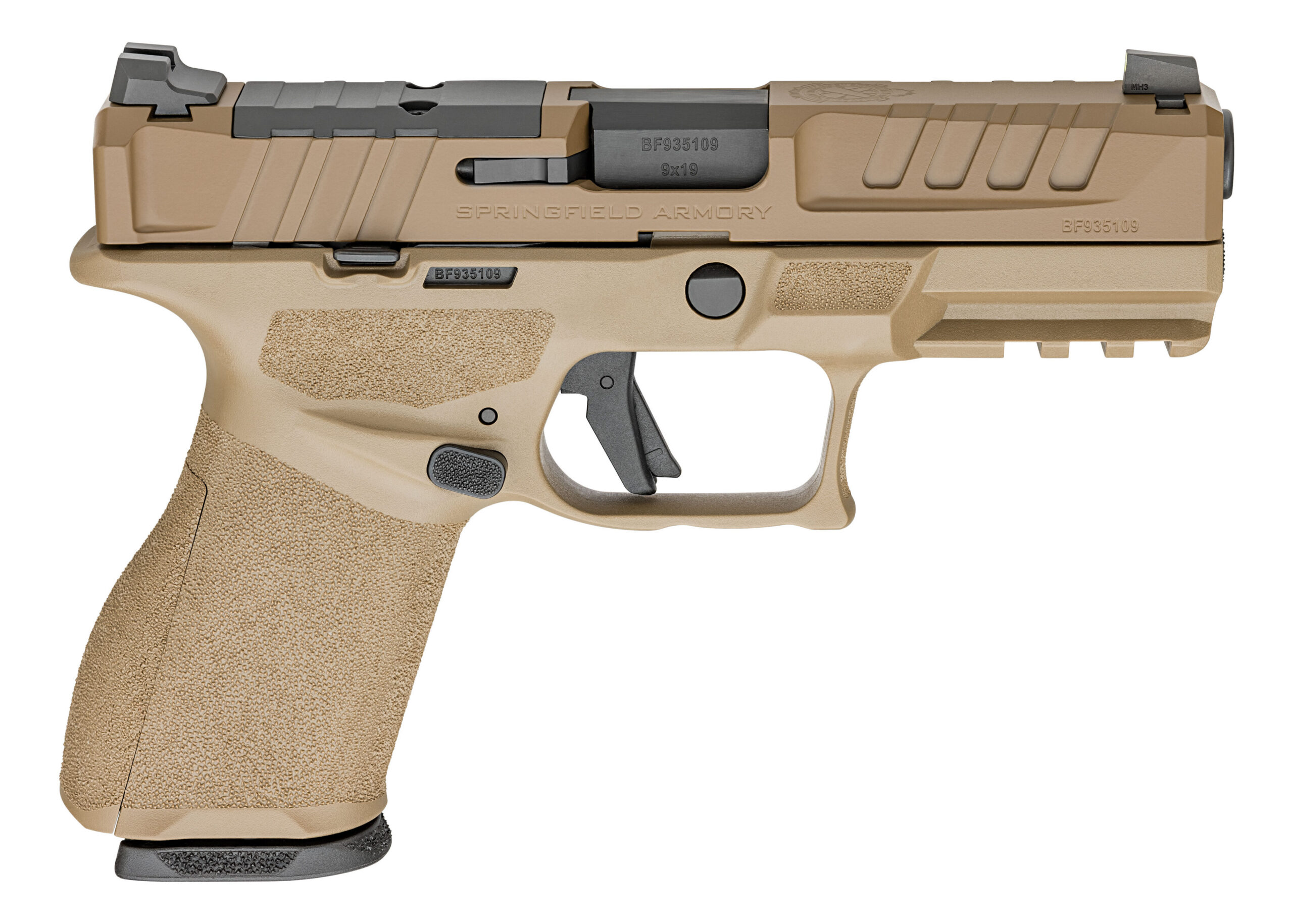 Springfield Armory Echelon 9mm pistol in Flat Dark Earth with 4-inch barrel and optic-ready slide