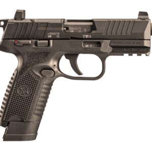 FN 502 Tactical .22 LR semi-auto pistol in black with threaded barrel and optic-ready slide