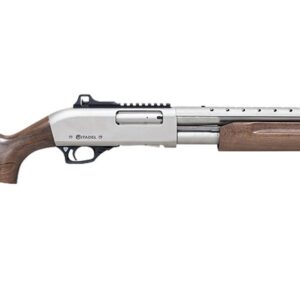 Legacy Sports International Citadel Mariner 20 gauge pump action shotgun with nickel finish and wood stock