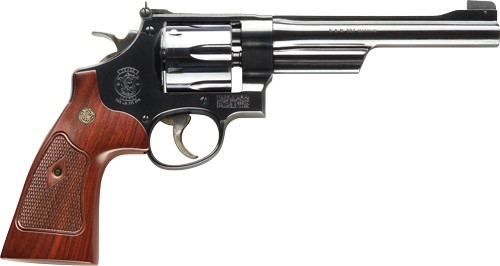 Smith & Wesson Model 27 Classic .357 Magnum revolver with 6.5-inch blued barrel and checkered walnut grips, right-side profile view