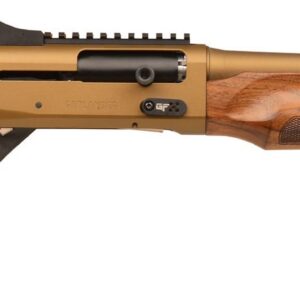 GForce Arms Gatlander semi-automatic 12 gauge shotgun with 18.5-inch barrel in bronze and wood finish with ghost ring iron sights