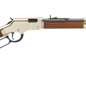Henry Repeating Arms Golden Boy H004 lever action rifle in .22 LR with brass receiver and walnut stock
