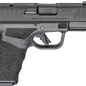 Springfield Armory Hellcat Pro OSP Compensated 9mm semi-auto pistol in black with optic-ready serrated slide and tritium front sight