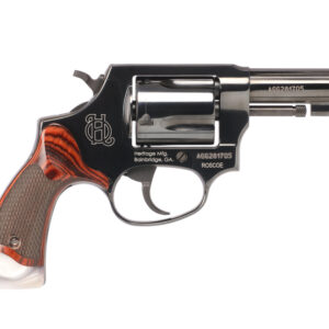 Heritage Manufacturing Roscoe .38 Special revolver with 3-inch barrel, black finish, and wood and pearl grip panels