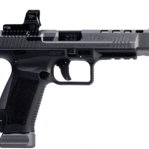 Canik TP9SFx 9mm striker-fired pistol in tungsten finish with ported optic-ready slide and fiber optic sights