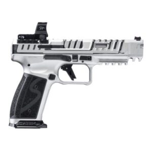 Canik SFx Rival-S 9mm pistol with chrome ported slide, fiber optic sights, and optic-ready cut, right-side profile