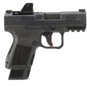 Canik METE MC9 9mm black striker-fired compact pistol with optic-ready slide and 3-dot white sights