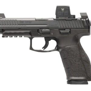 Heckler & Koch VP9A1 F 9mm striker-fired pistol in black with tritium night sights and optic-ready serrated slide