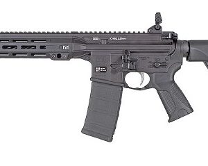 LWRC IC MKII semi-automatic AR rifle in black with 16.1-inch barrel and Skirmish back-up iron sights, chambered in 5.56 NATO