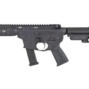 LWRC IC-9 9mm AR pistol in black with 5.6-inch barrel and SBA3 stabilizing brace, left-side view