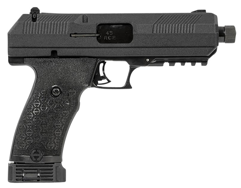 Hi-Point JHP .45 ACP semi-auto pistol in black with 5.25-inch threaded barrel and adjustable rear sights