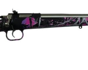 Keystone Sporting Arms Crickett .22 LR single shot youth rifle with Muddy Girl camo stock and stainless barrel, right-side view