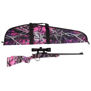 Keystone Sporting Arms Crickett .22 LR single shot rifle in blued finish with marbled gray stock and mounted scope