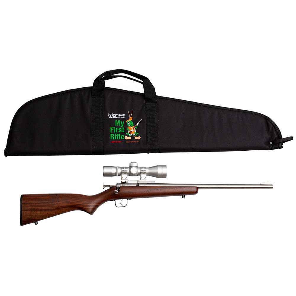 Keystone Sporting Arms Crickett .22 LR single-shot bolt-action rifle with stainless steel barrel and wood stock
