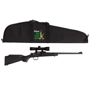 Keystone Sporting Arms Crickett .22 LR single-shot youth bolt-action rifle in black with scope and carry case