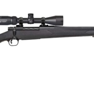 Mossberg Patriot bolt-action rifle in 22-250 Remington with matte blued barrel and black synthetic stock, Vortex scope package, model 28052