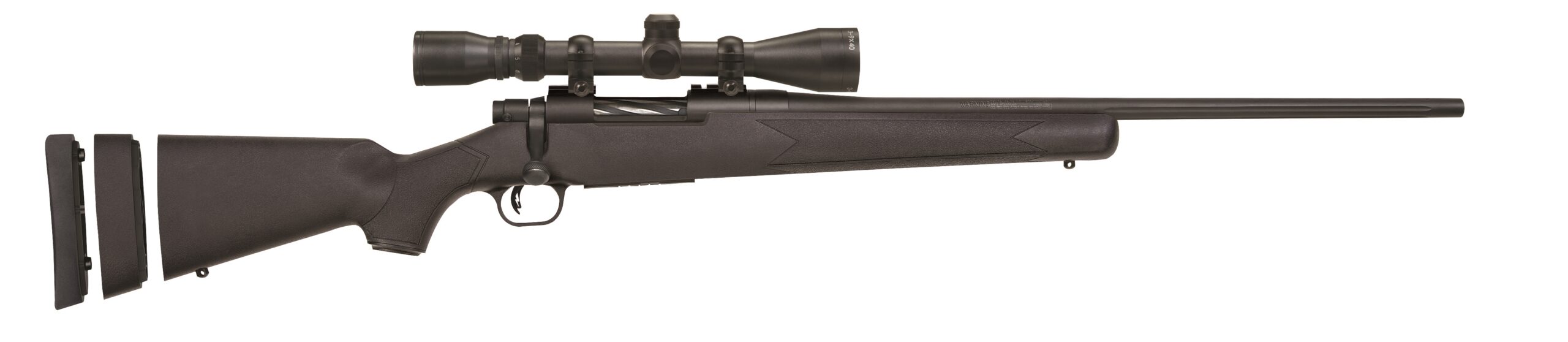 Mossberg Patriot Super Bantam .350 Legend bolt-action youth rifle with matte blued barrel and black stock, Model 28094